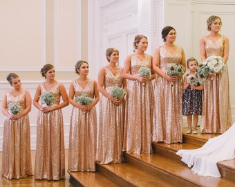 rose gold wedding bridesmaid dress