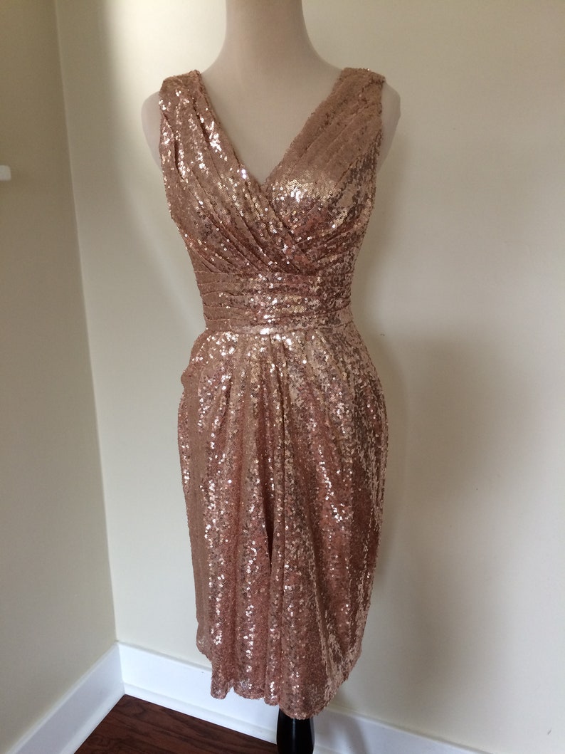Short Sequin Bridesmaids Dress / Rose Gold Sequin Bridesmaids | Etsy