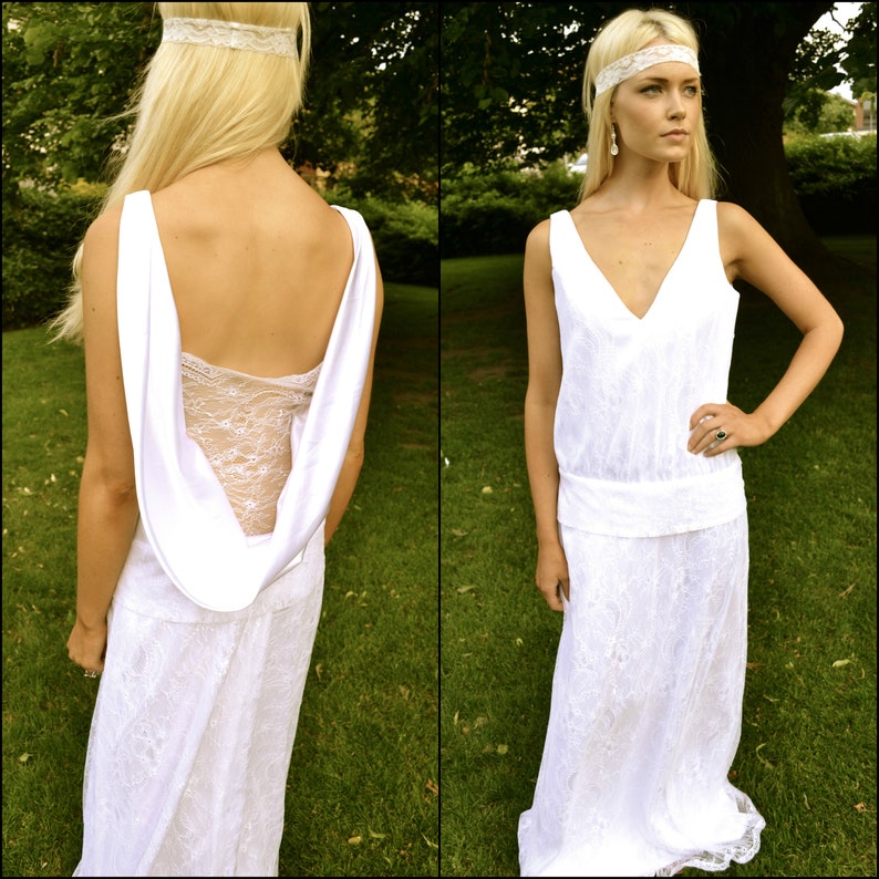 Vintage Cowl Neck Wedding Dress