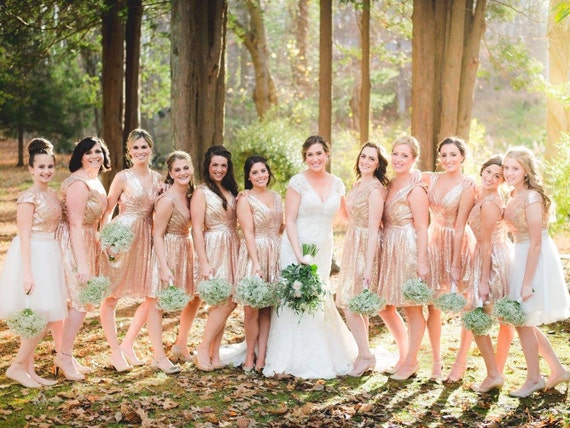 etsy rose gold bridesmaid dresses