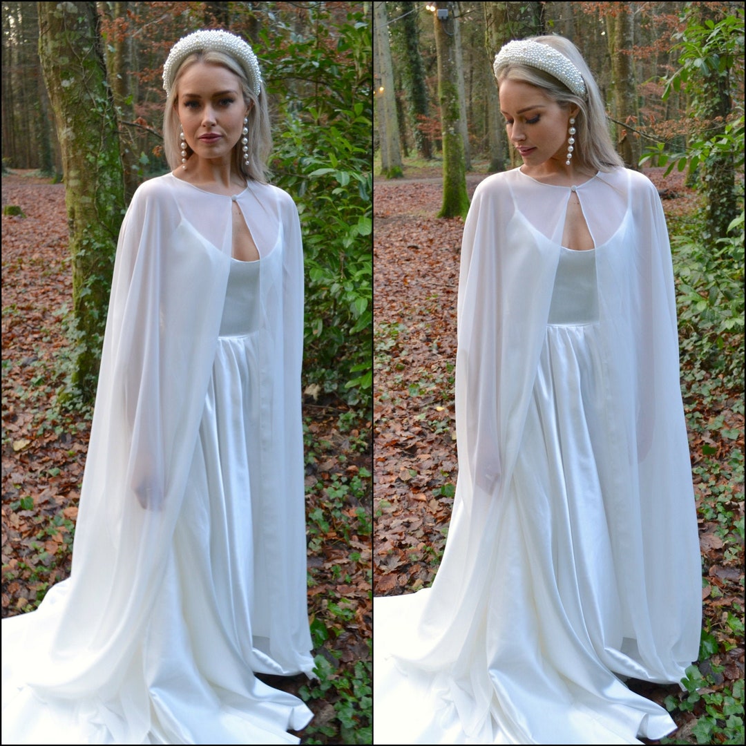 Long Bridal Cape / Sheer Chiffon Wedding Jacket /wedding Dress Topper ...
