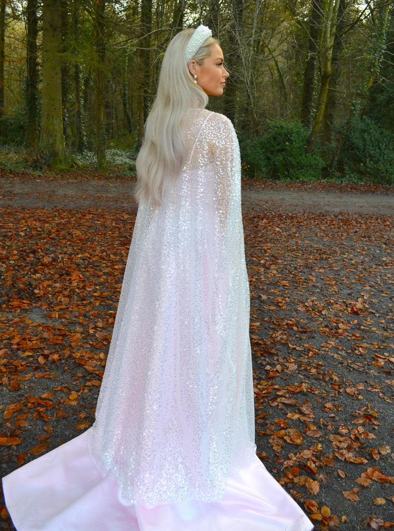 Long sequin cape / sheer sparkling wedding jacket / wedding | Etsy