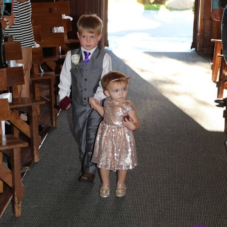 Sequin flower girl dress Junior bridesmaid sparkly little girl dress rose gold sequin dress wedding skater dress in various colors
