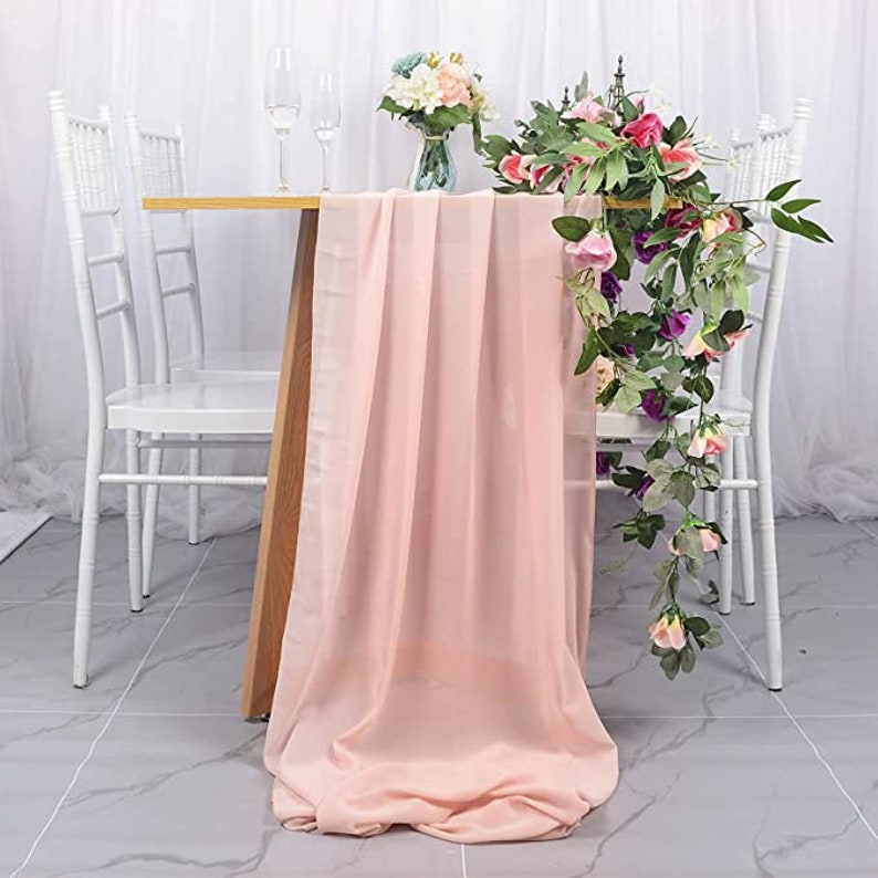 Wedding Decor Table Runner Fabric / Georgette Dinner Decoration Draping Fabric / Photography background / Sweetheart table colour options image 6