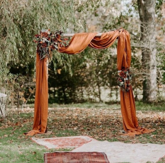 Velvet Wedding Arch Fabric Drape / Rust Green Draping Fabric - Etsy