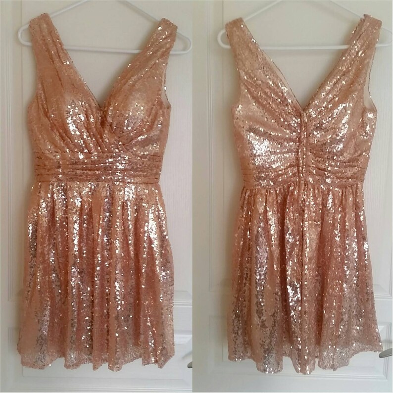 Short Sequin Bridesmaids Dress Rose Gold Sequin Bridesmaids Dress /'Rosalie/' flared skater dress blush bridesmaids dress sparkly