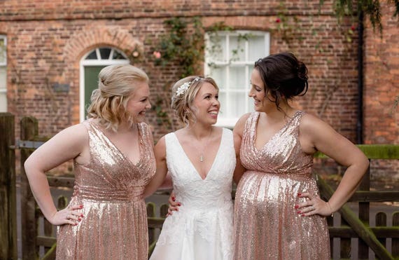 etsy rose gold bridesmaid dresses