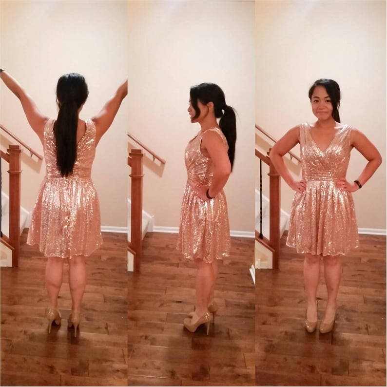 Short Sequin Bridesmaids Dress Rose Gold Sequin Bridesmaids Dress /'Rosalie/' flared skater dress blush bridesmaids dress sparkly