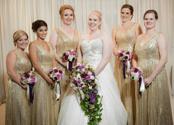 champagne glitter bridesmaid dresses