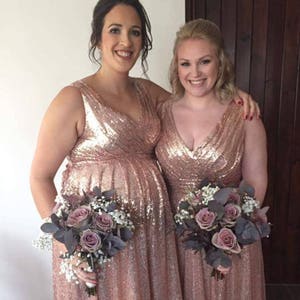 sequin blush bridesmaid dresses