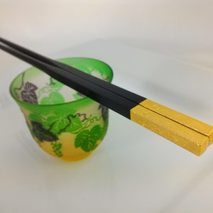 Chinese Golden Dragon Chopsticks. Decorated gold & black sandalwood chopstick, fancy wedding favor! image 7