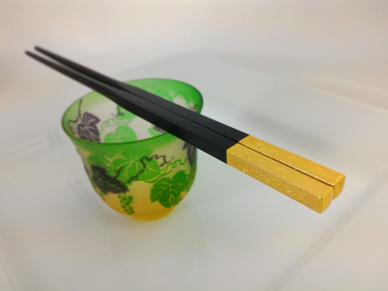 Chinese Golden Dragon Chopsticks. Decorated gold & black sandalwood chopstick, fancy wedding favor! image 7