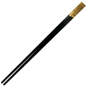 Chinese Golden Dragon Chopsticks. Decorated gold & black sandalwood chopstick, fancy wedding favor! image 4