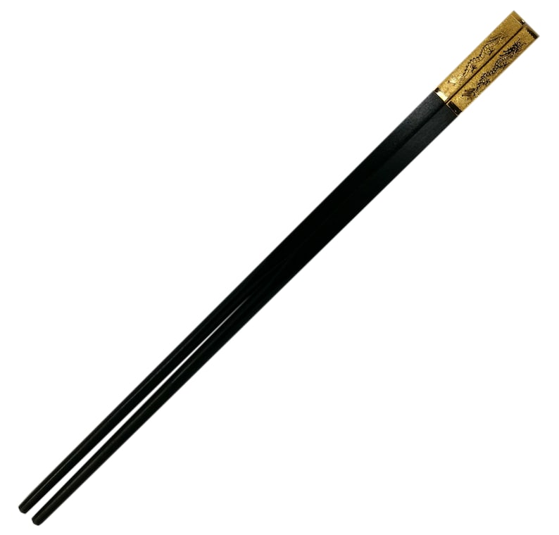 Chinese Golden Dragon Chopsticks. Decorated gold & black sandalwood chopstick, fancy wedding favor! image 4