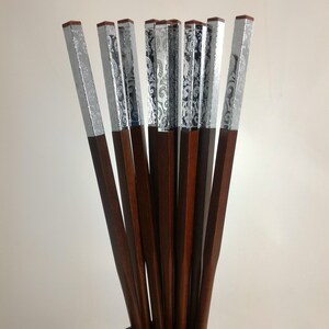 Fancy Chopsticks, rose sandal wood color, gift for him, gift set for her, natural wood, wedding gift, sushi serving, Abstract Silver Clouds!
