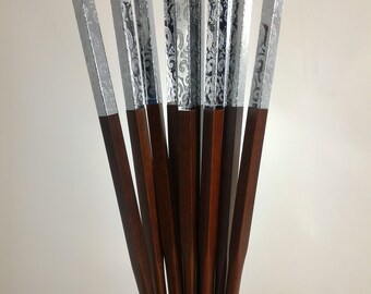 Abstract Silver Clouds Chopsticks. Rose sandalwood color, natural wood, wedding gift, sushi serving.