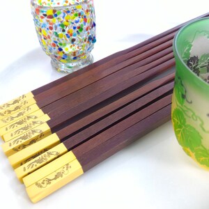 Gold Fish Chopstick, Rose Colored Sandal Wood. These luxury chopsticks are a perfect gift for her or gift for him on birthdays.
