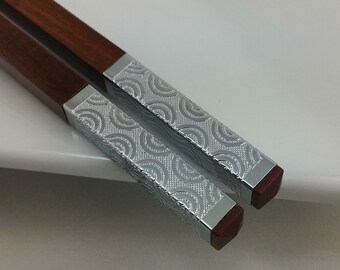 Ultra Silver Wave Chopsticks. Deluxe reusable wooden chopstick set for wedding favor, birthday party.
