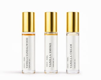 Vanilla Perfume Oil Trio | Sandalwood, Cream & Smoke (3 x 3ml Roller Set)