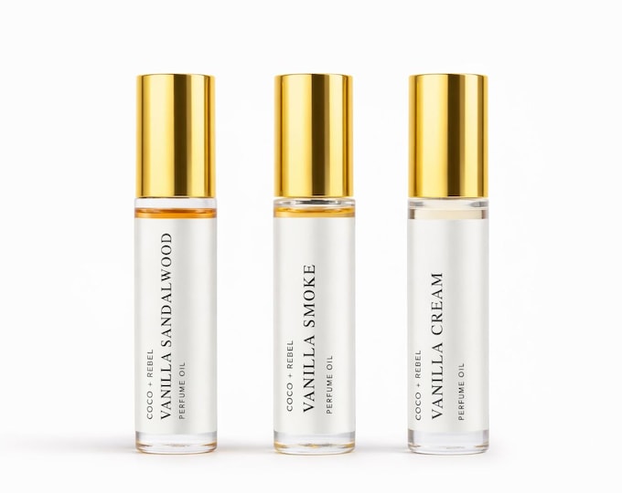 Vanilla Perfume Oil Trio | Sandalwood, Cream & Smoke (3 x 3ml Roller Set)