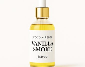 Olio corpo Vanilla Smoke / Olio per la cura della pelle botanico, olio per massaggi (1 oz)