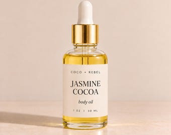 Jasmine Cocoa Body Oil: Nourishing Botanical Skincare, Aromatherapy Massage Oil