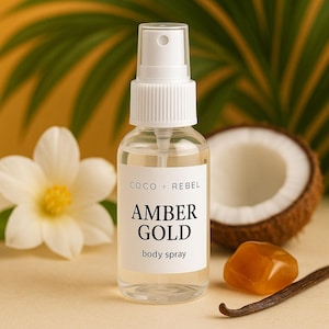 Amber Gold - Natural Hair Perfume & Body Mist – Soft Scent Spray – Custom Fragrance for Hair +  Skin