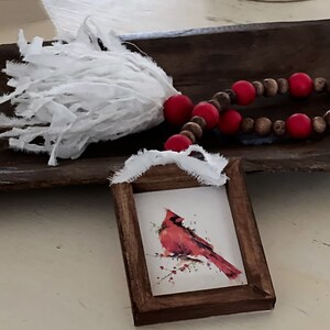 Cardinal Memorial Wood Bead Garland with Canvas print