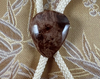 Burl wood bolo tie
