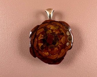 Pinecone pendant with tiger eye inlay