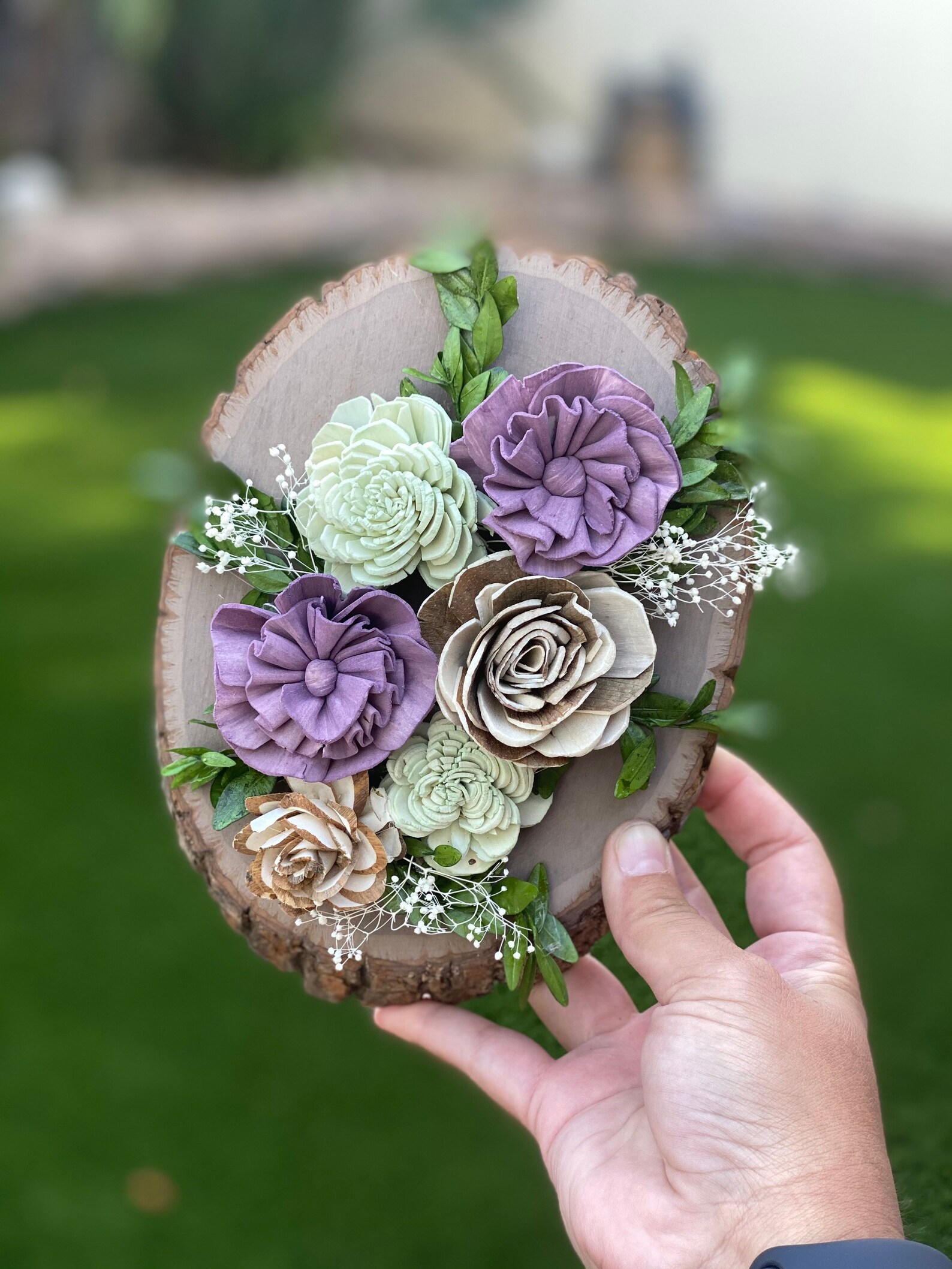 Wooden flower arrangement Etsy