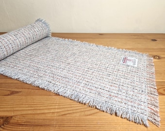 LANGE sjaal van Harris-tweed met franjes, handgemaakt in Schotland - lichtgrijze krijtstreep