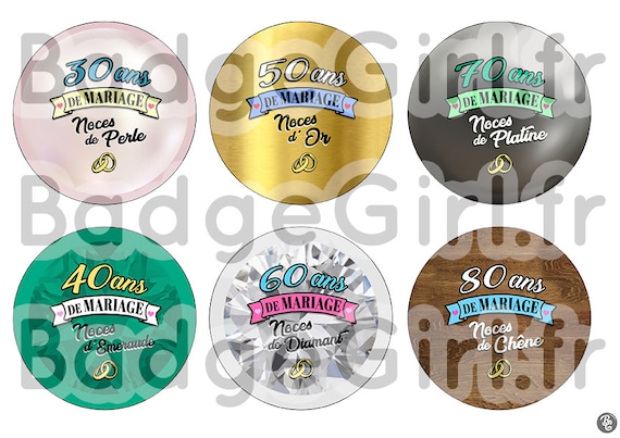 Noces De Mariage 12 Images Digitales Badges 56 Mm Mariage Etsy