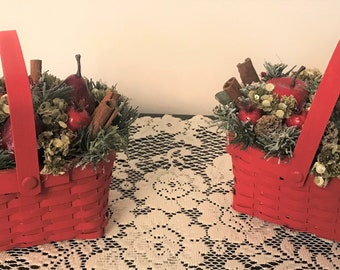 Christmas Decoration, Red Christmas Basket, Christmas Flower Arrangement, Christmas Table Decor, Christmas Centerpiece, Christmas Flowers