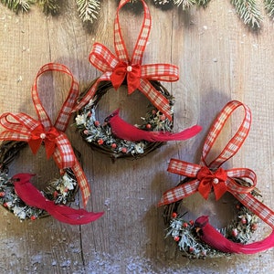 Cardinal Christmas ornaments Country Christmas Ornaments Cardinal ornaments Bird Ornament Red Bird Ornament Handmade Ornament Cardinal decor