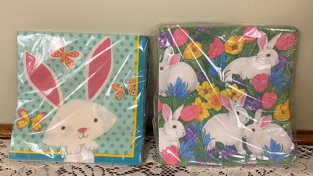 SIP Vintage Easter Napkins Vintage Napkins With Easter Etsy
