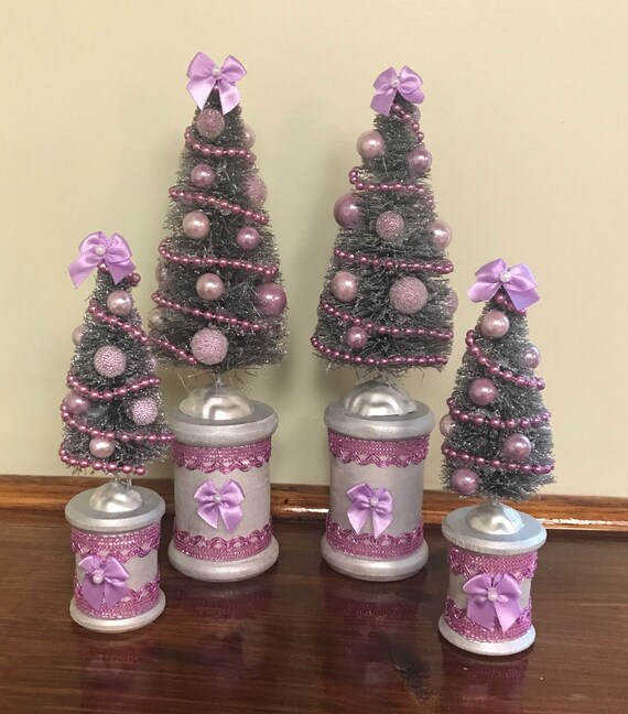 Christmas Decorations Christmas Bottle Brush Trees Silver And Etsy