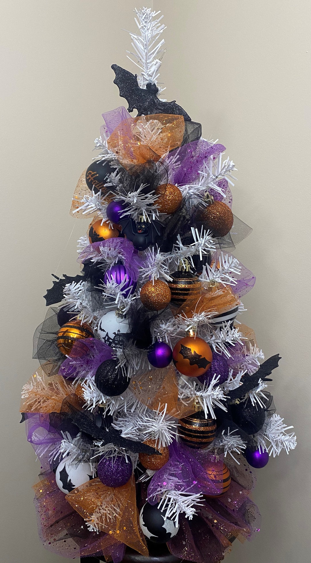 Prelit Halloween Tabletop Tree, Halloween Centerpiece, Halloween Table