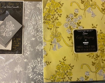 2 Packages of Unused Vintage Wedding Gift Wrap, Vintage Gibson Wedding Paper