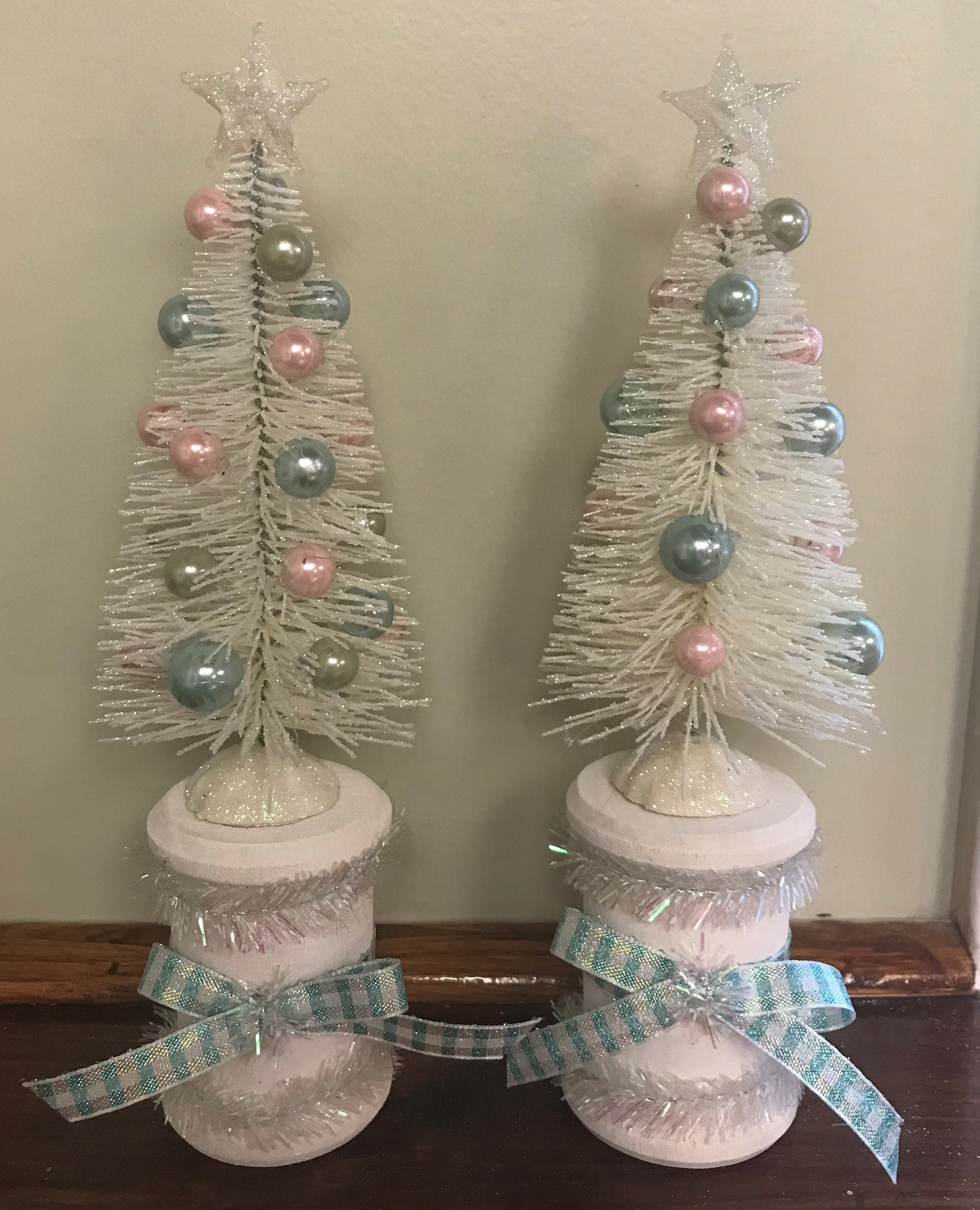 Pastel Christmas Decorations Christmas Bottle Brush Trees Etsy