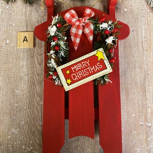 Sled Ornament, Red Sled Christmas Ornament, Country Christmas, Merry Christmas Ornament, Holiday Ornament, Handmade Ornament, Christmas sled