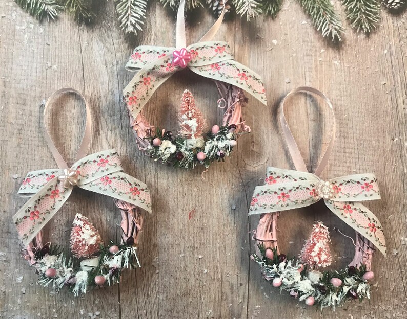 Christmas Ornaments Shabby Chic Christmas Ornaments Pink Etsy