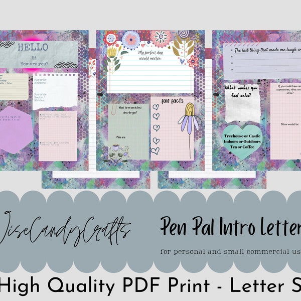 Printable Pen Pal Template - Easy Intro Letter - Minimalist Mixed Media