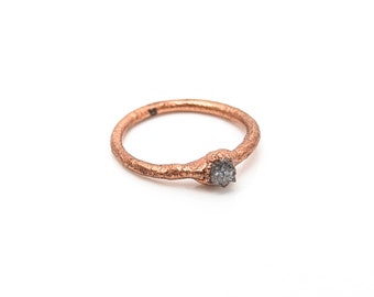 Druzy Crystal Midi Ring, Size 3.5 // Stacker ring, fashion, jewelry, handmade, copper, minimal, quartz