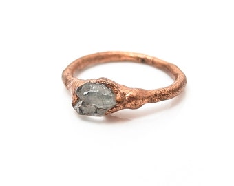 Herkimer Diamond Stacker III, Size 5.5// Copper, Stackable Ring, Handmade, Minimal Aesthetic, Crystal Jewelry, Healing Energy, Faceted