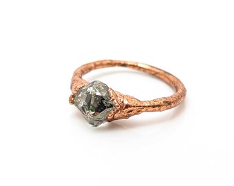 Herkimer Diamond Stacker II, Size 5 // Copper, Stackable Ring, Handmade, Minimal Aesthetic, Crystal Jewelry, Healing Energy, Faceted