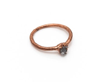 Druzy Crystal Ring II, Size 6 // Stacker ring, fashion, jewelry, handmade, copper, minimal, quartz