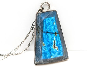 Rán // Labradorite, Blue, Sterling Silver, Coffin, Handmade