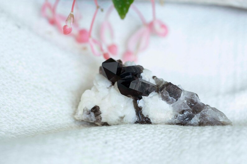 101g Black Quartz in Cleavelandite Matrix Spellwork Minerals Metaphysical Decor Arkansas Crystal Crystal Healing Raw Stone