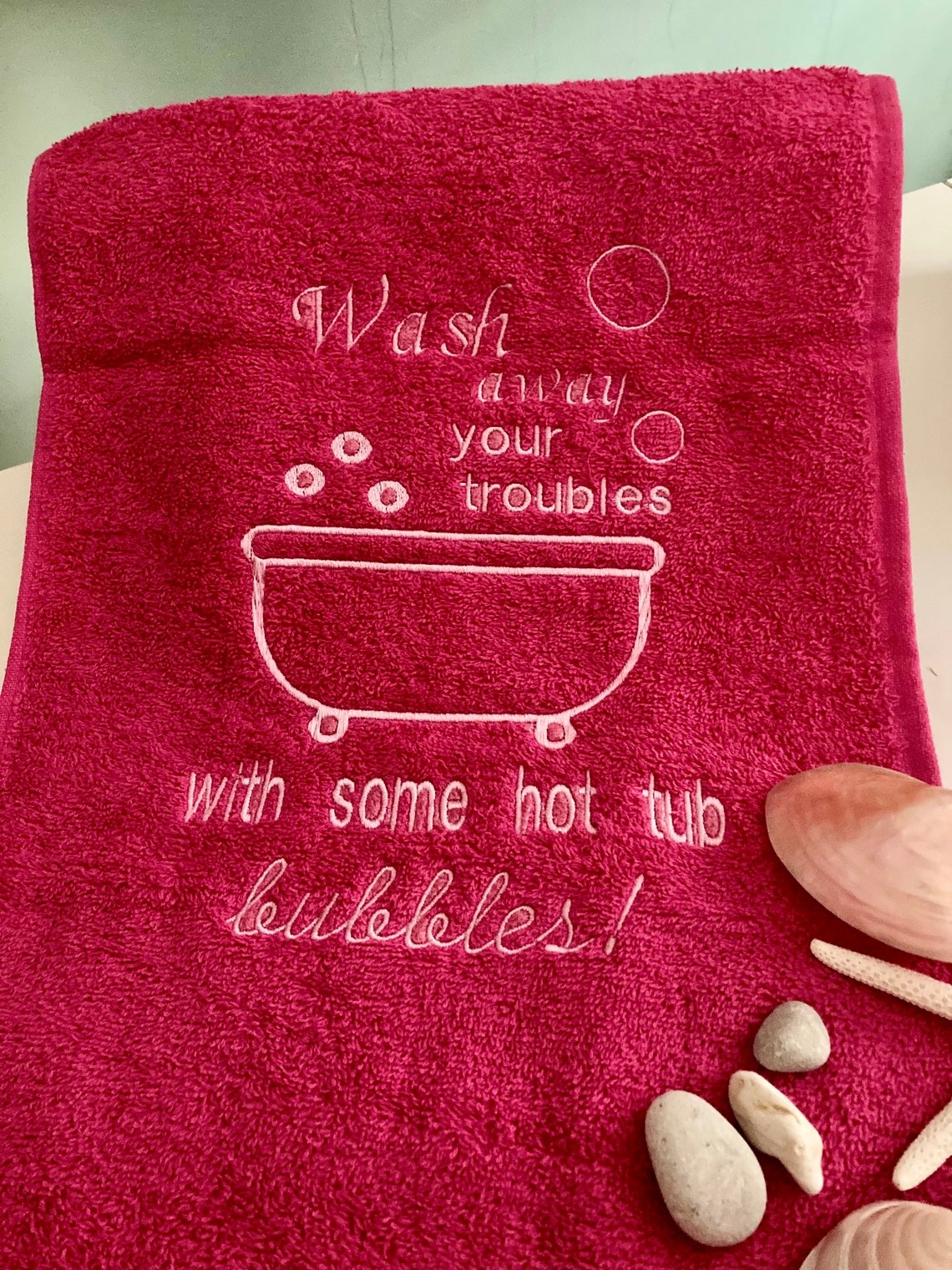 Personalised Hot tub Swimming / Hand towel / Embroidered gift/ Etsy